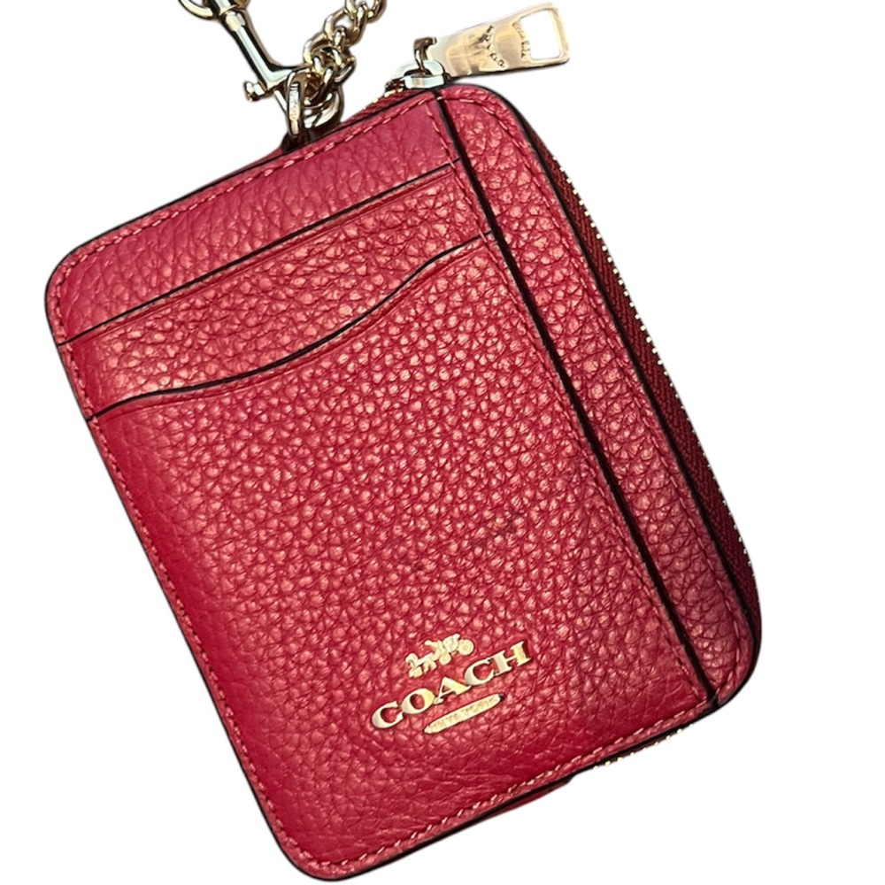 coach red wallet coin purse gold hardware